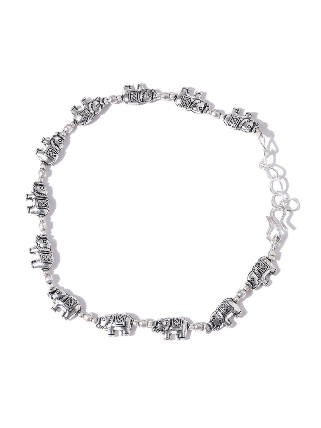 Women's Oxidised Silver Elephant Inspired Anklet for Women & Girls - Priyaasi - Indiakreations