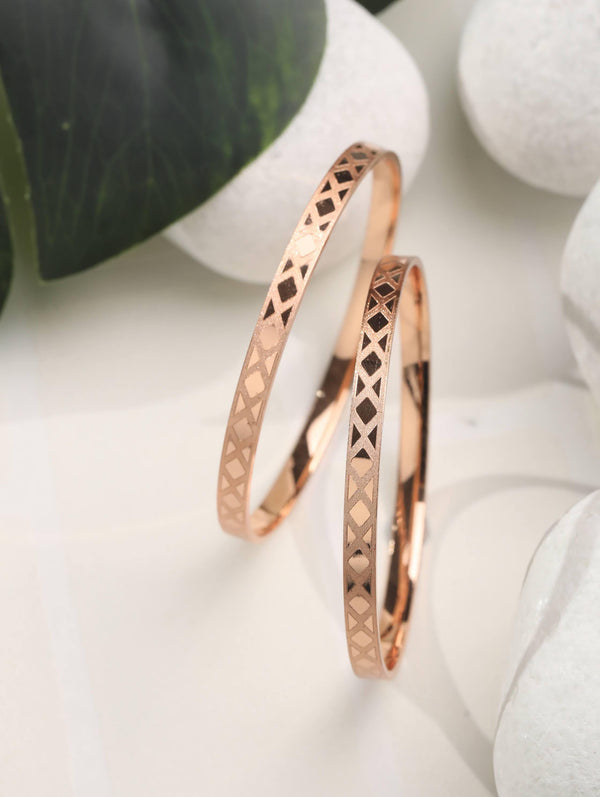 Women's Rose Gold Plated Set of 2 Bangle Set - Priyaasi