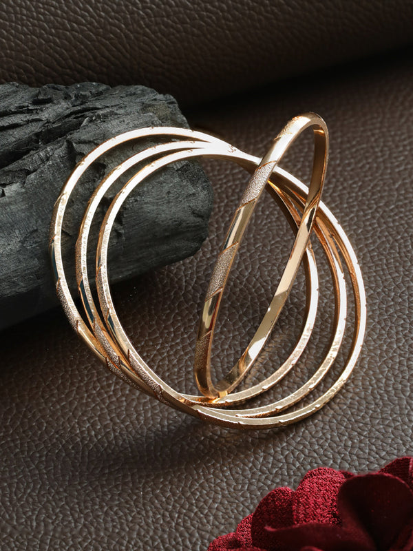 Women's Classic Rose Gold Plated Bangle Set of 4 - Priyaasi