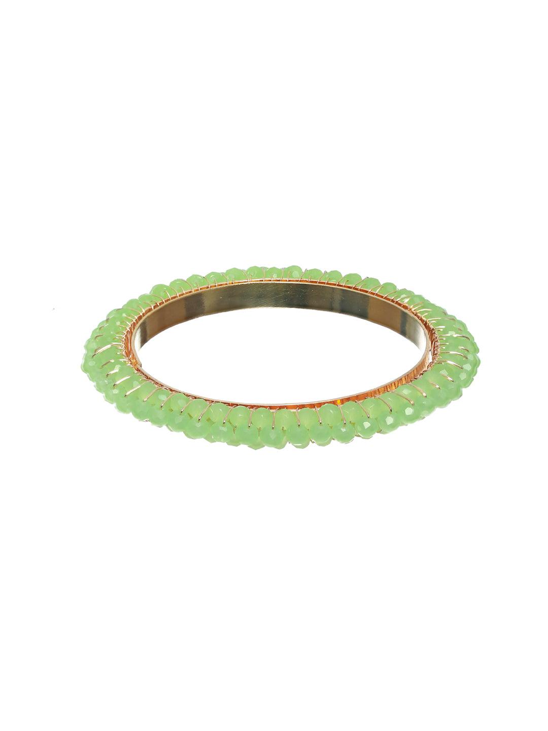 Women's Mint Green Bead Studded Bangle Set of 2 - Priyaasi - Indiakreations