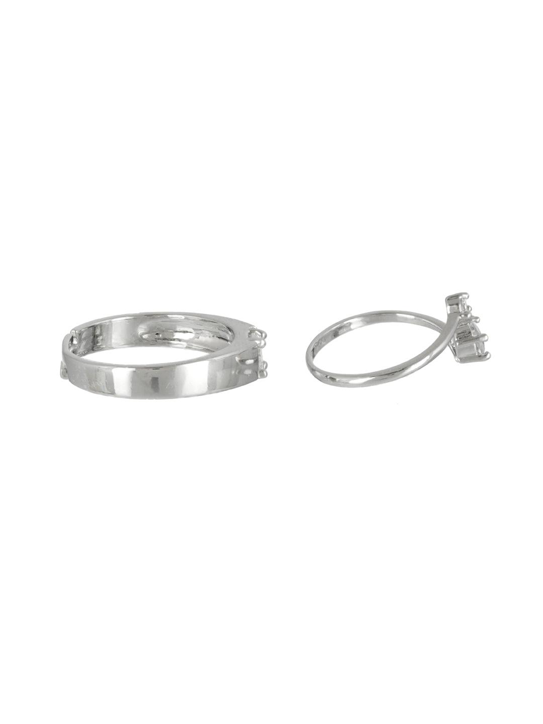 Men's Elegant Solitaire Silver-Plated Couple Rings - Priyaasi - Indiakreations