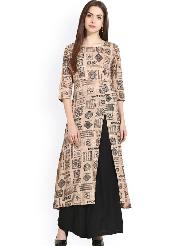 Multi print 3/4th Sleeve Rayon A-line Kurta | NOZ2TOZ - Made In INDIA.