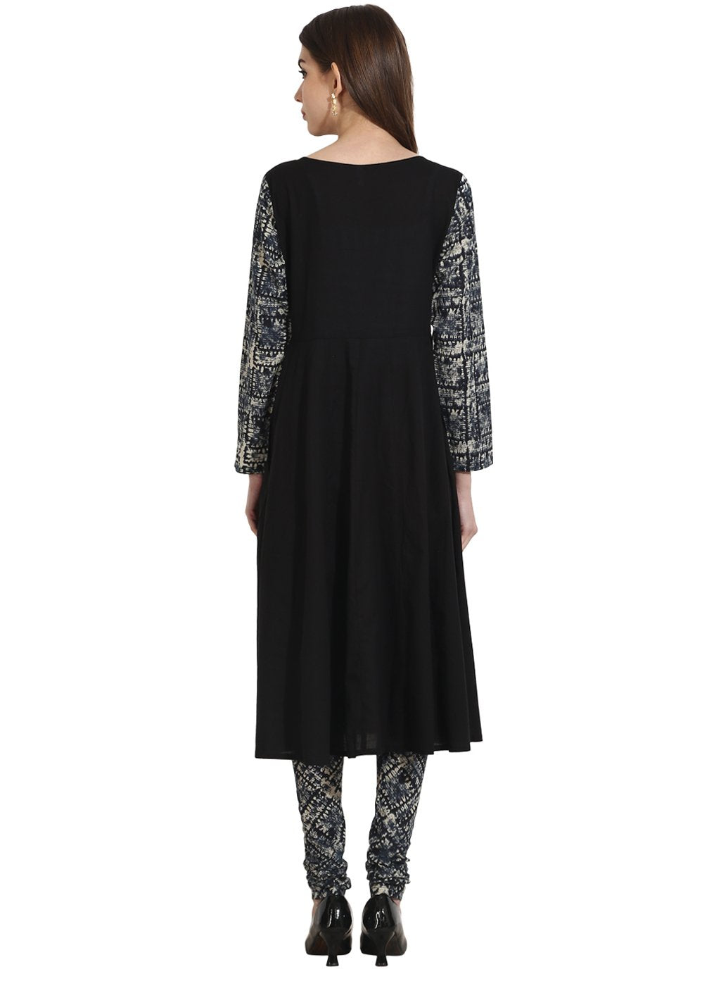 Black 3/4th sleeve cotton kurta | NOZ2TOZ - Made In INDIA.