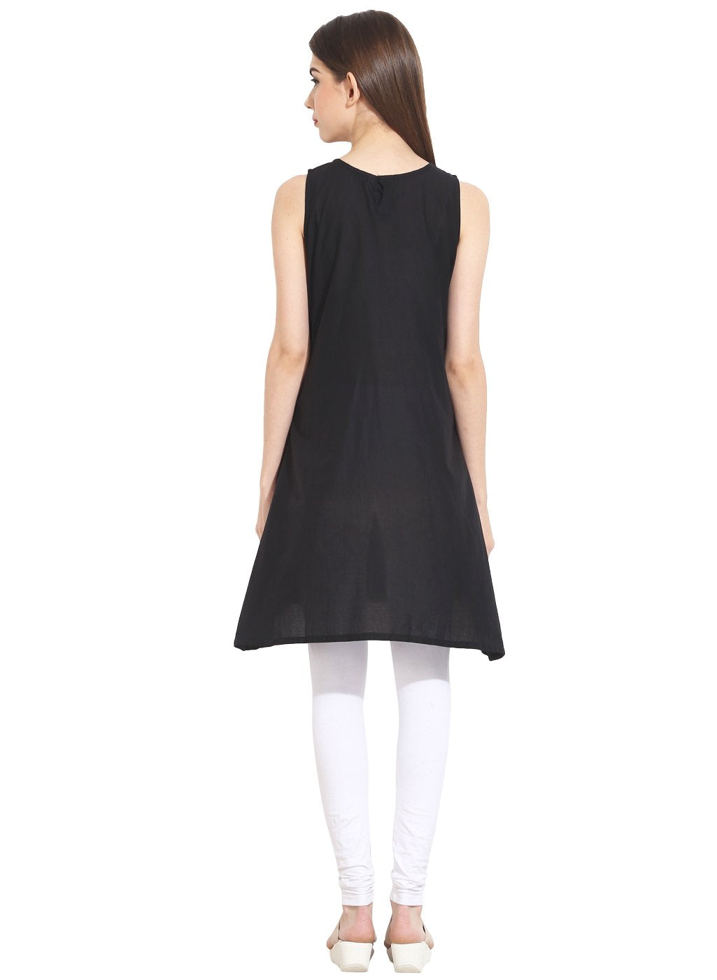 Black sleevless cotton kurti | NOZ2TOZ - Made In INDIA.