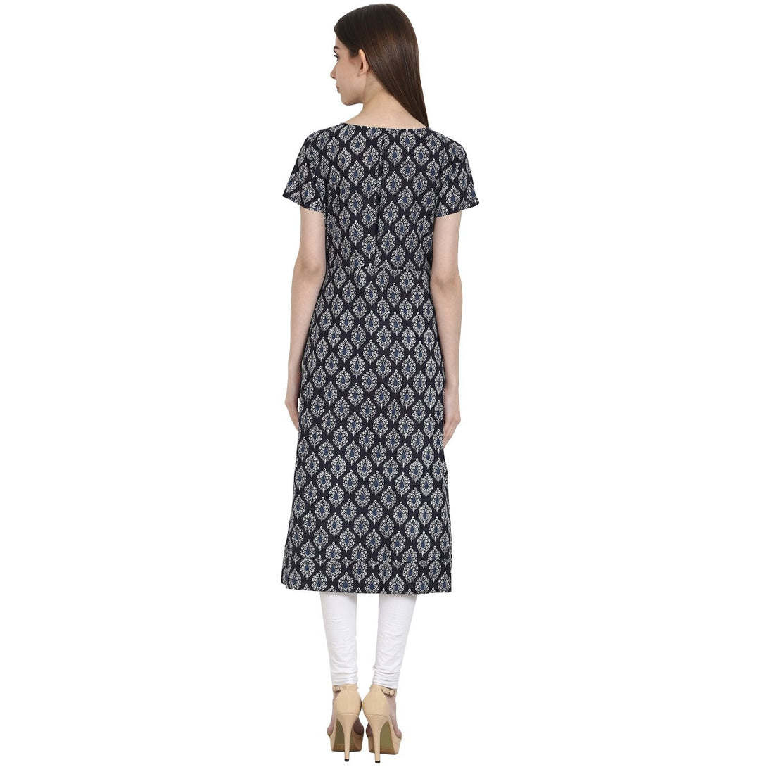 Blue Butta printed Cap sleeve rayon kurta | NOZ2TOZ - Made In INDIA.