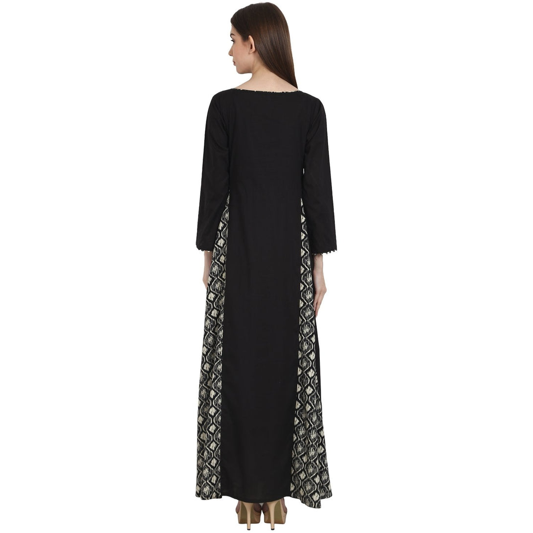 Black full sleeve cotton floor length A-Line kurta | NOZ2TOZ - Made In INDIA.