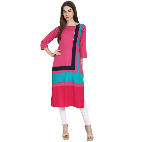 Multi color 3/4 sleeve cotton kurta | NOZ2TOZ - Made In INDIA.