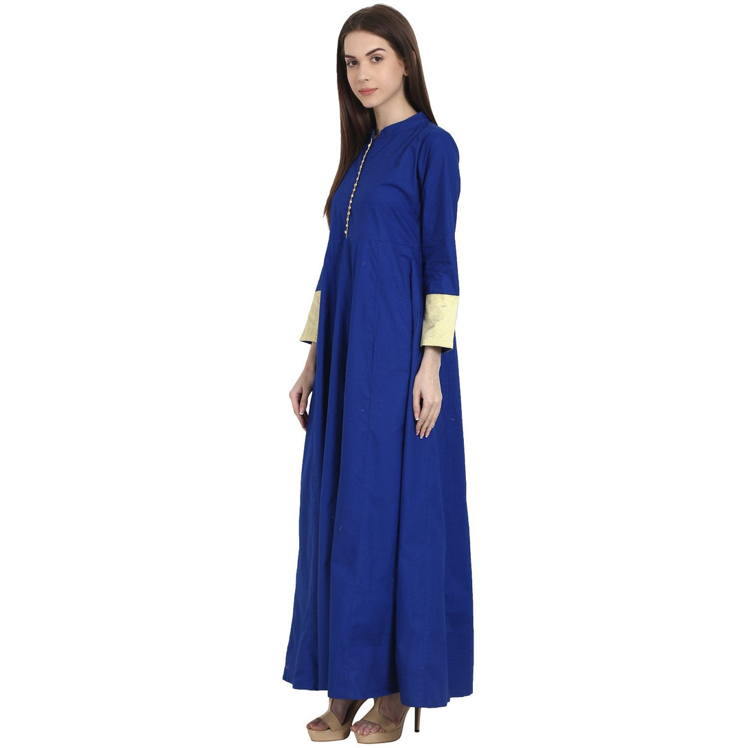 Blue 3/4 sleeve cotton floor length Anarkali kurta | NOZ2TOZ - Made In INDIA.