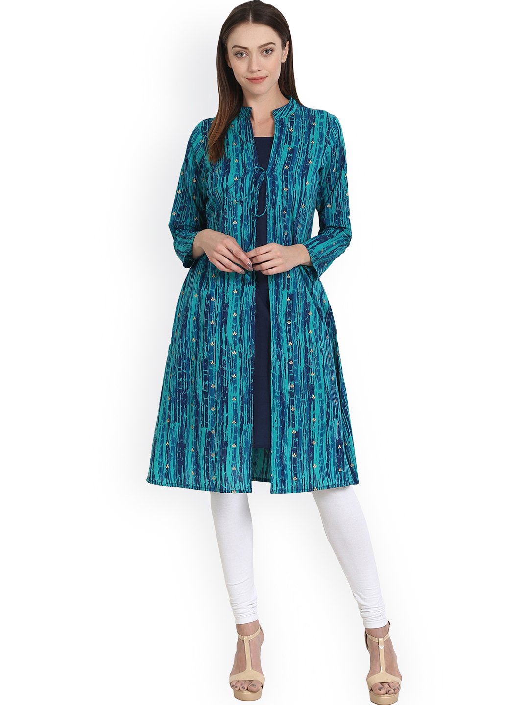 Blue printed full sleeve cotton kurta | NOZ2TOZ - Made In INDIA.