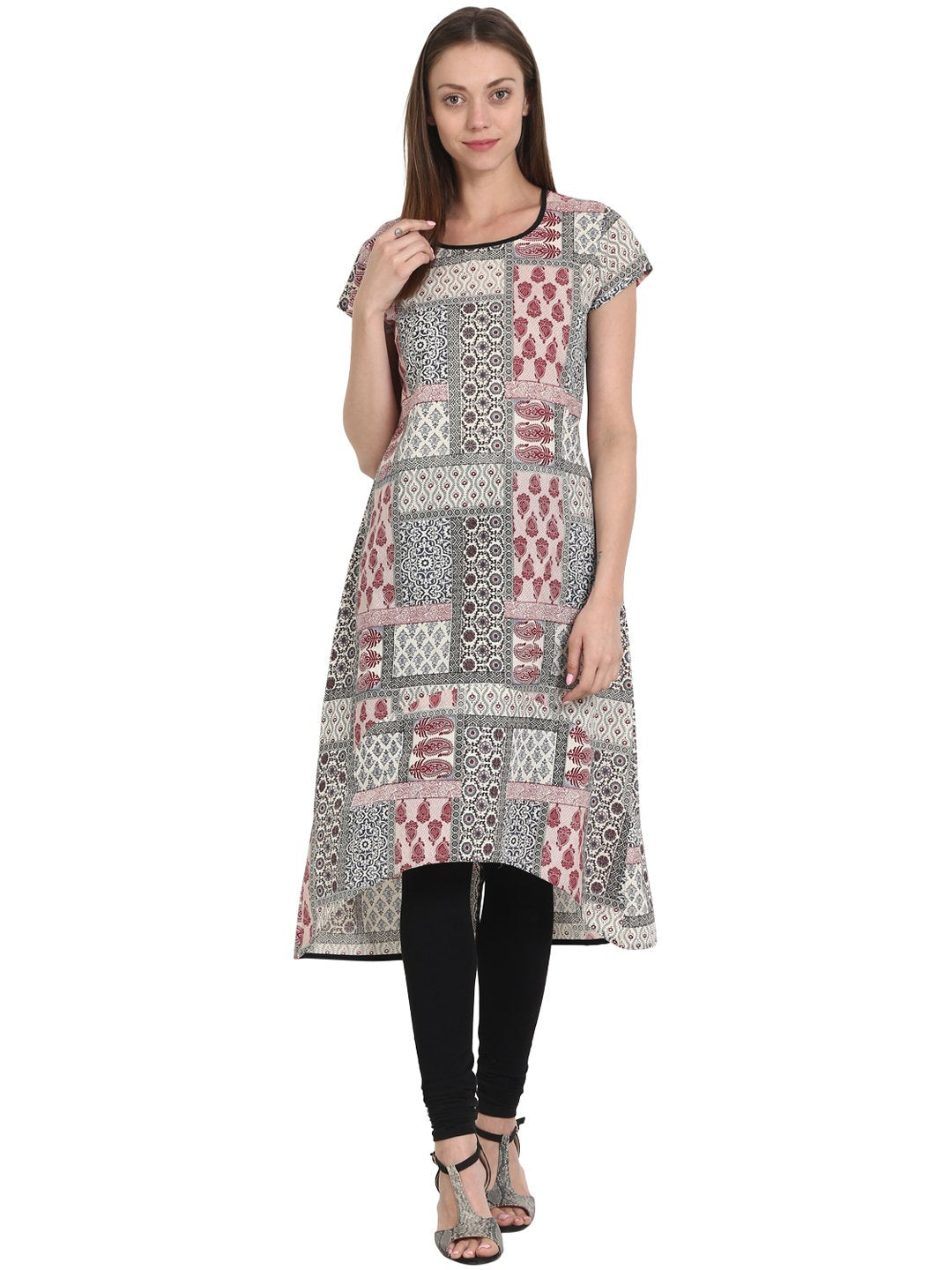 Women Multi printed cap sleeve cotton kurta | NOZ2TOZ - Made In INDIA.