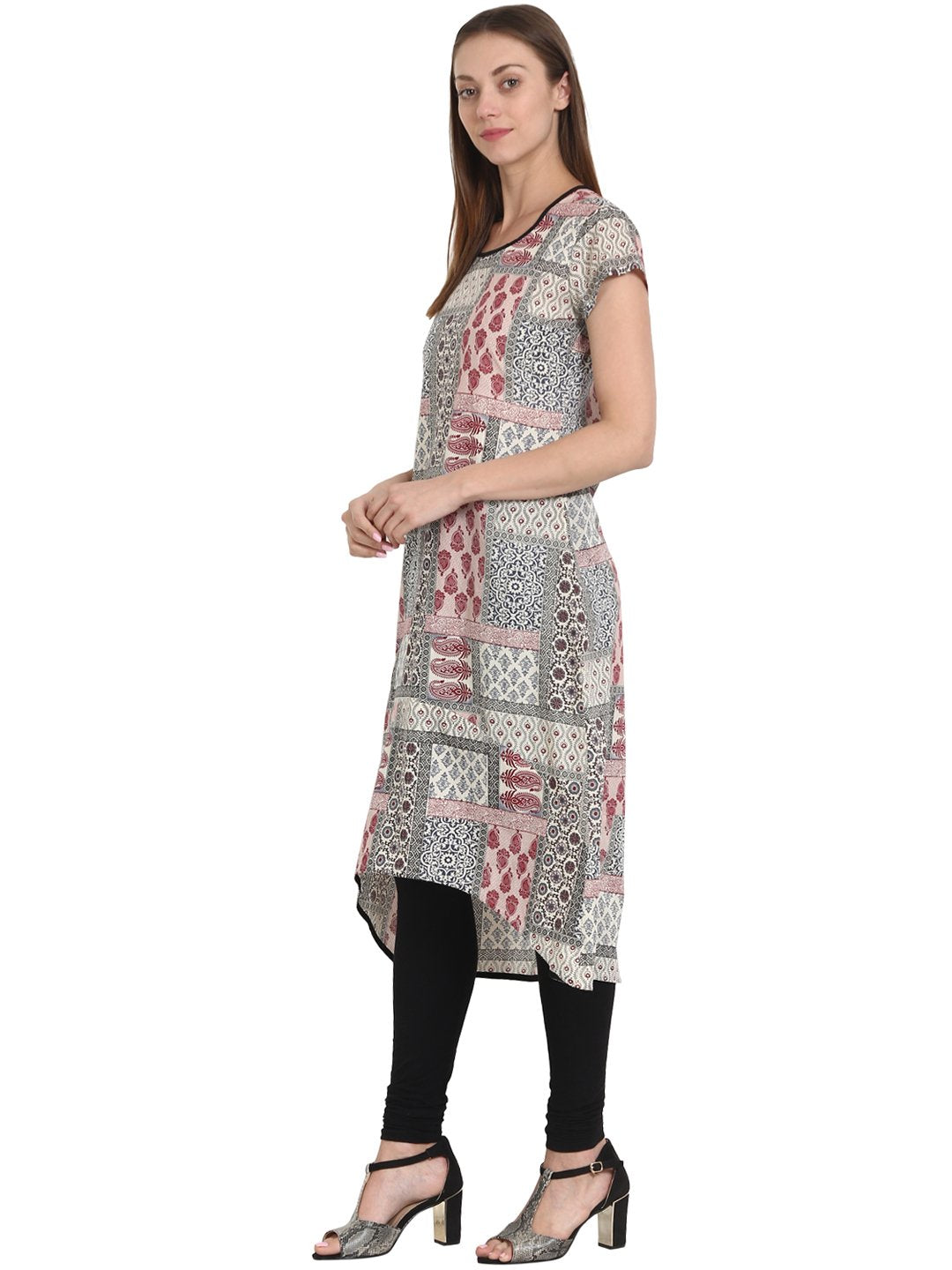 Women Multi printed cap sleeve cotton kurta | NOZ2TOZ - Made In INDIA.