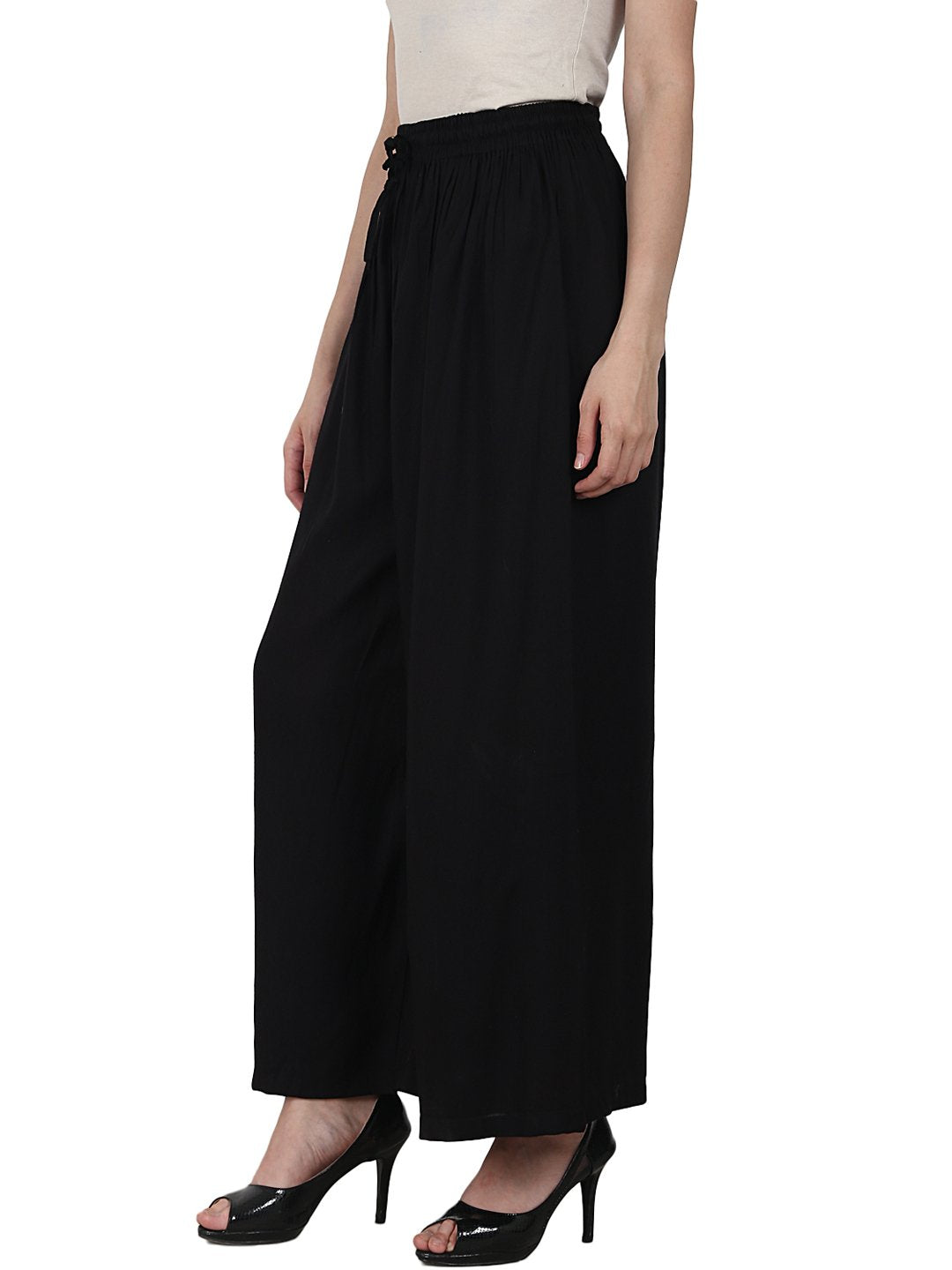 Black ankle length  Rayonstraight plazzo | NOZ2TOZ - Made In INDIA.