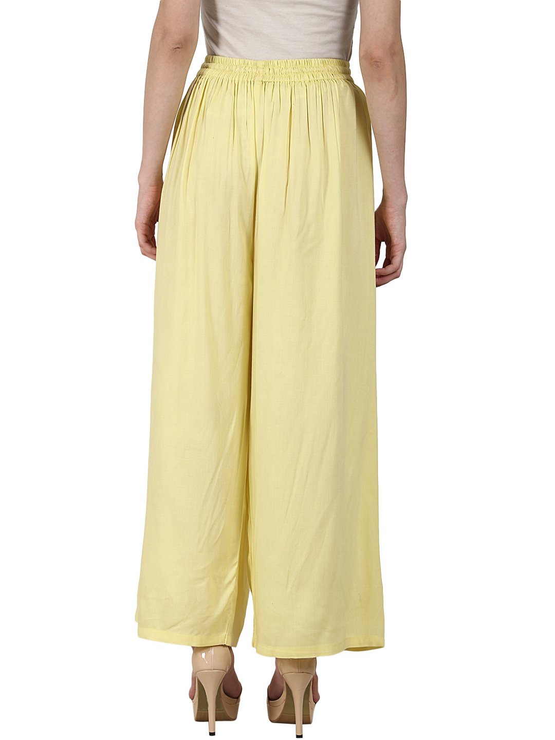 Yellow ankle length Rayon straight plazzo | NOZ2TOZ - Made In INDIA.