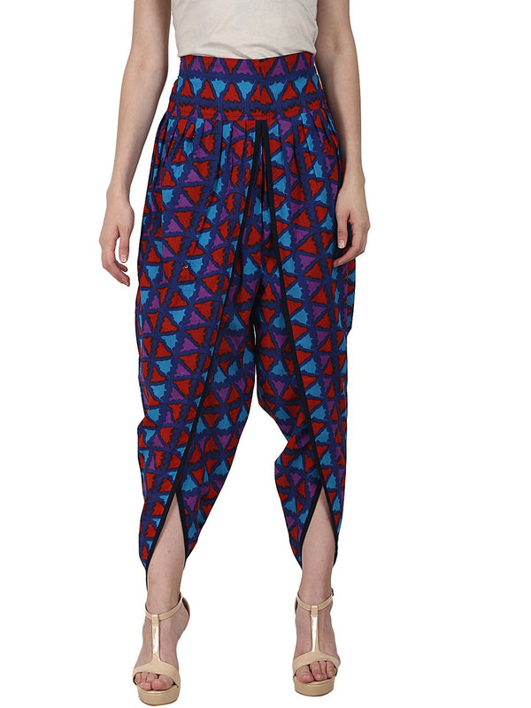 Blue prited cotton ankle length dhoti | NOZ2TOZ - Made In INDIA.