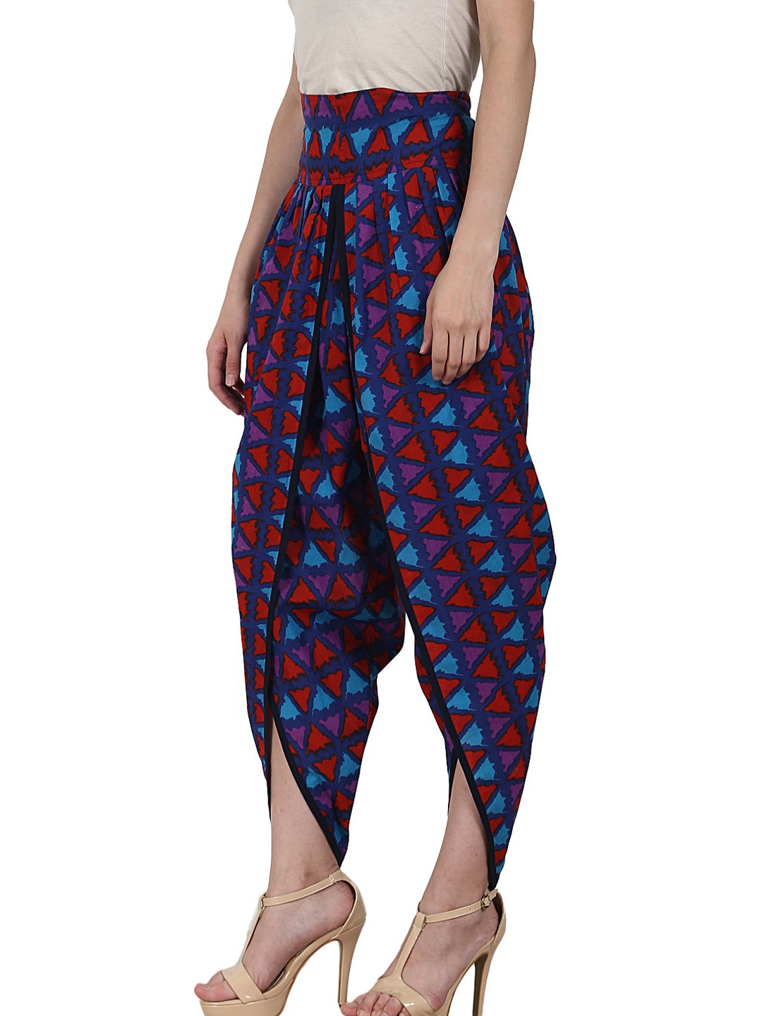 Blue prited cotton ankle length dhoti | NOZ2TOZ - Made In INDIA.