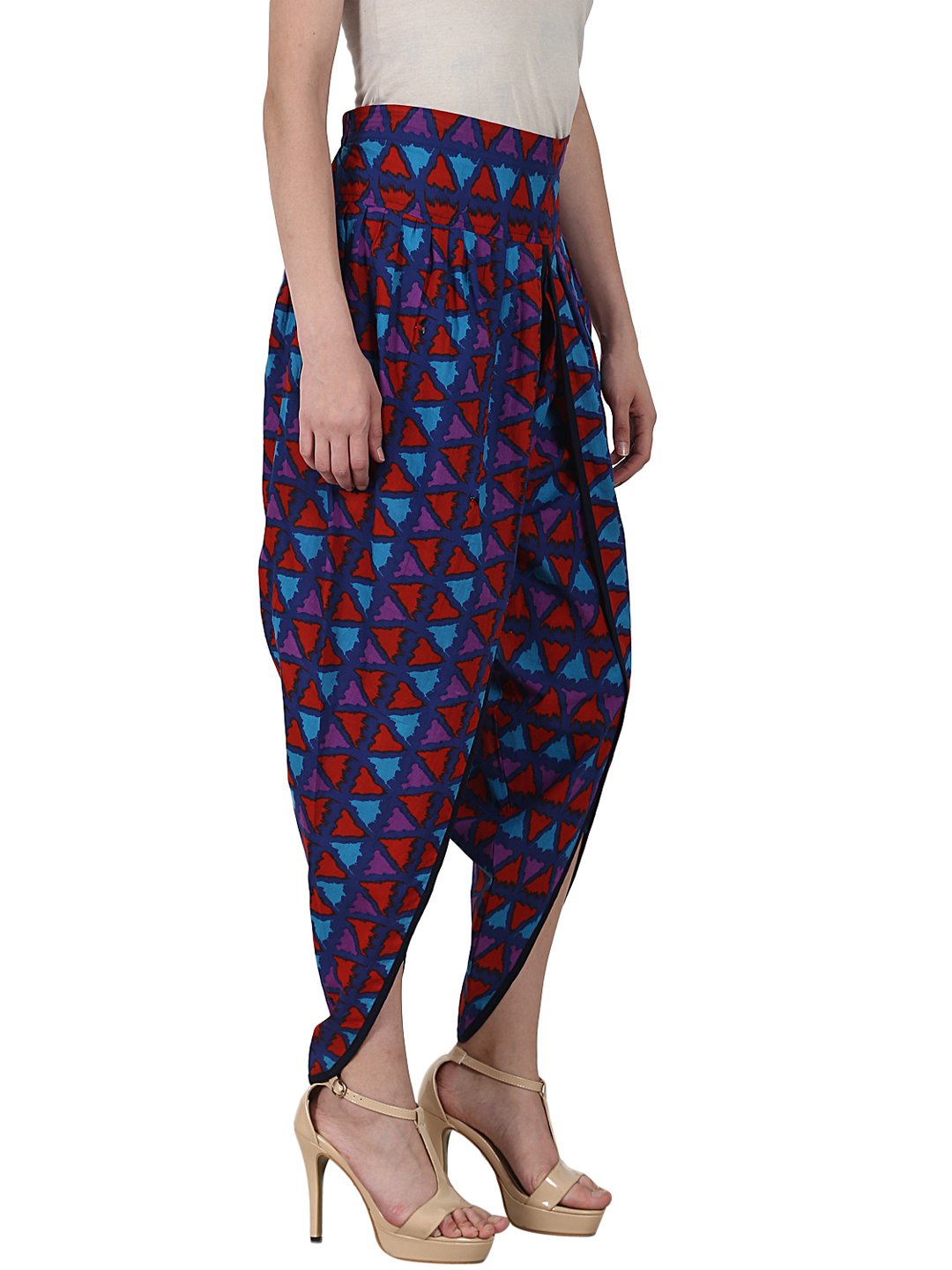 Blue prited cotton ankle length dhoti | NOZ2TOZ - Made In INDIA.