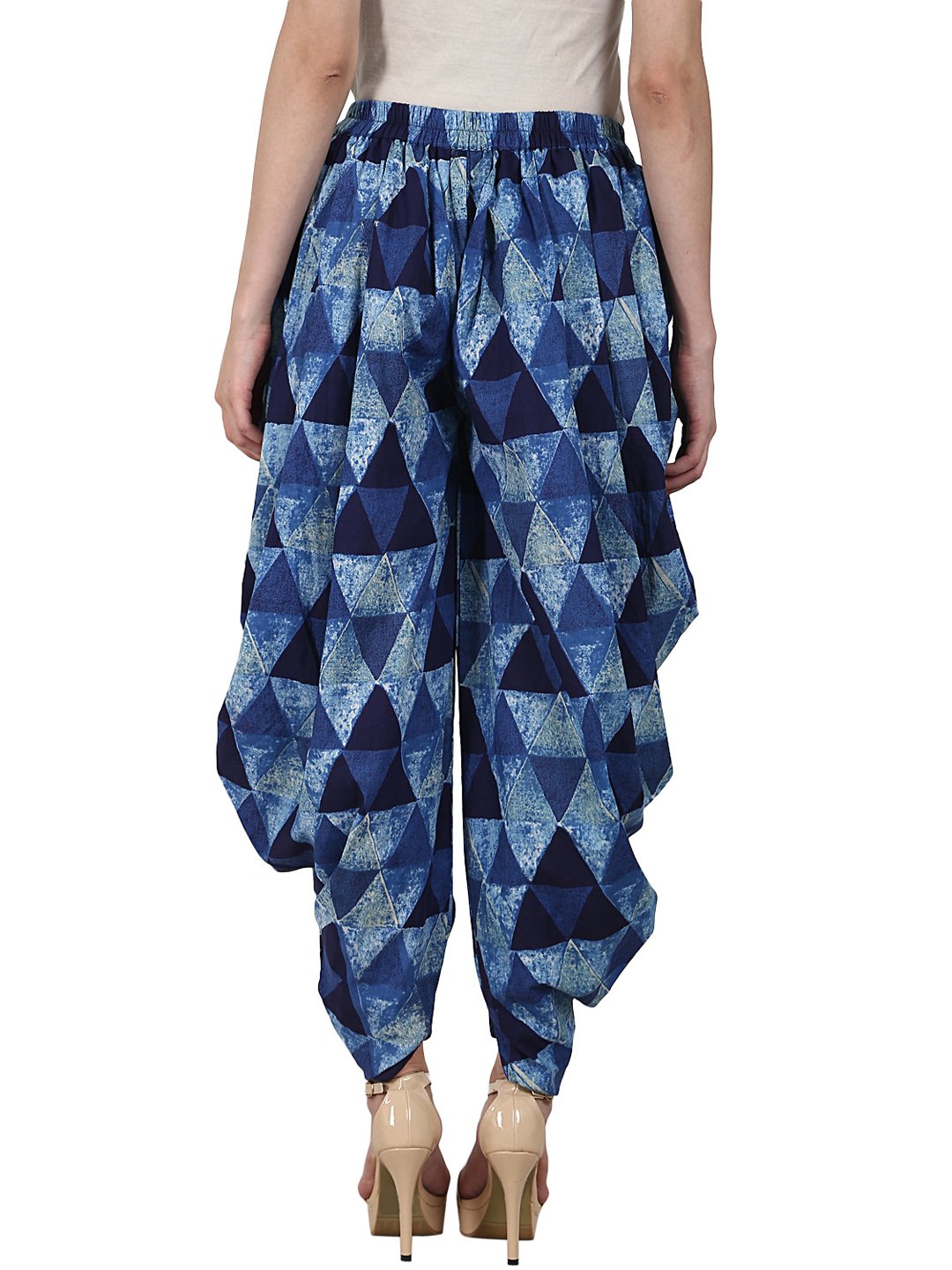 Blue printed ankle length cotton dhoti | NOZ2TOZ - Made In INDIA.