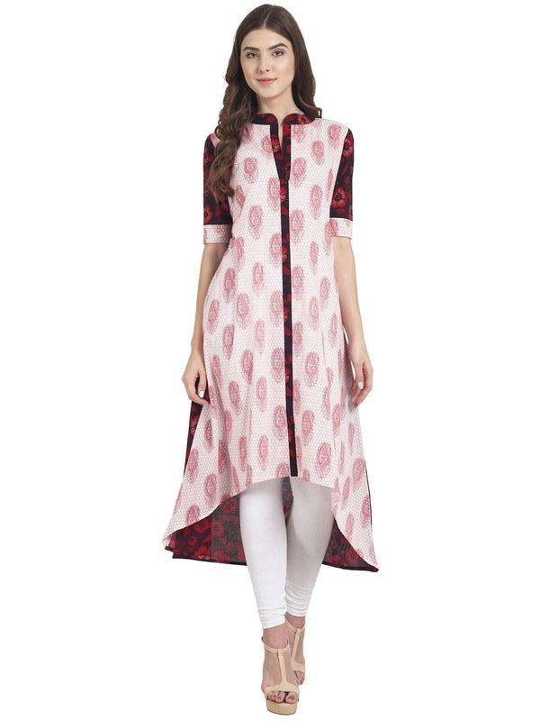 Women White half sleeve cotton A-line kurta | NOZ2TOZ - Made In INDIA.