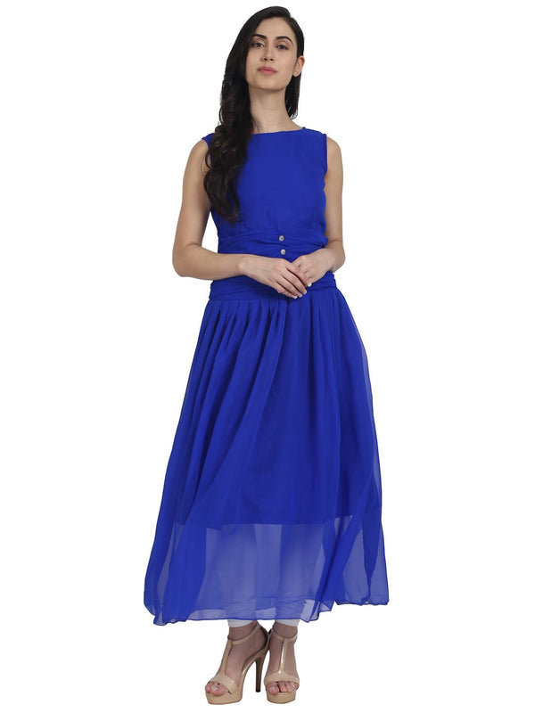 Women Blue sleevless georgette Anarkali kurta | NOZ2TOZ - Made In INDIA.