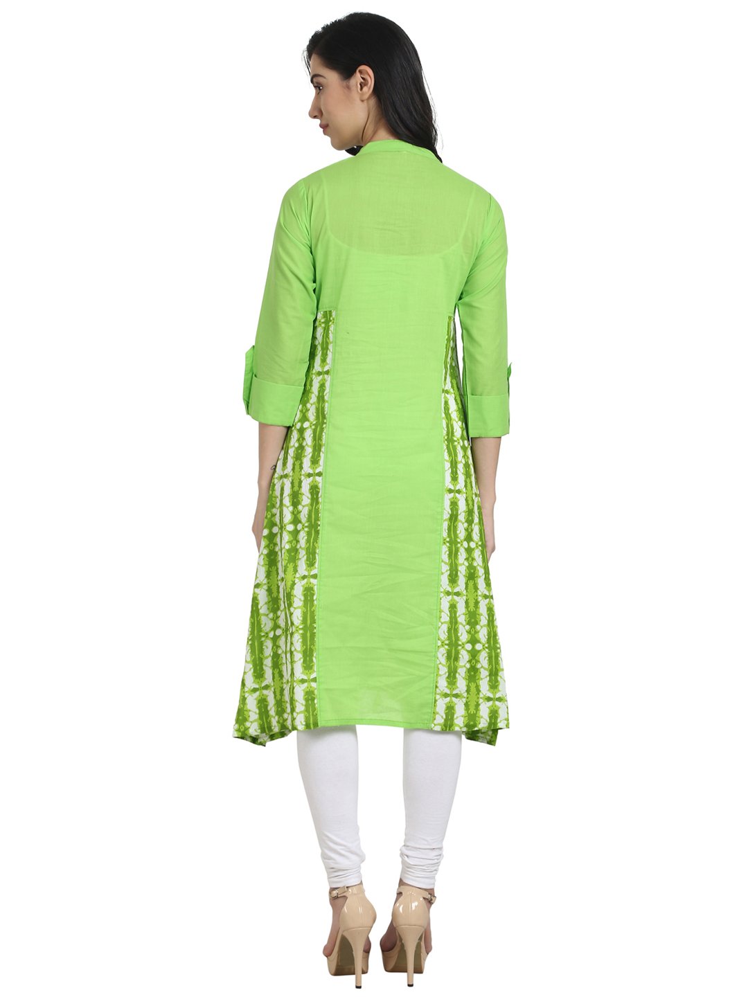 Women Green printed 3/4th Sleeve A-line Kurta | NOZ2TOZ - Made In INDIA.