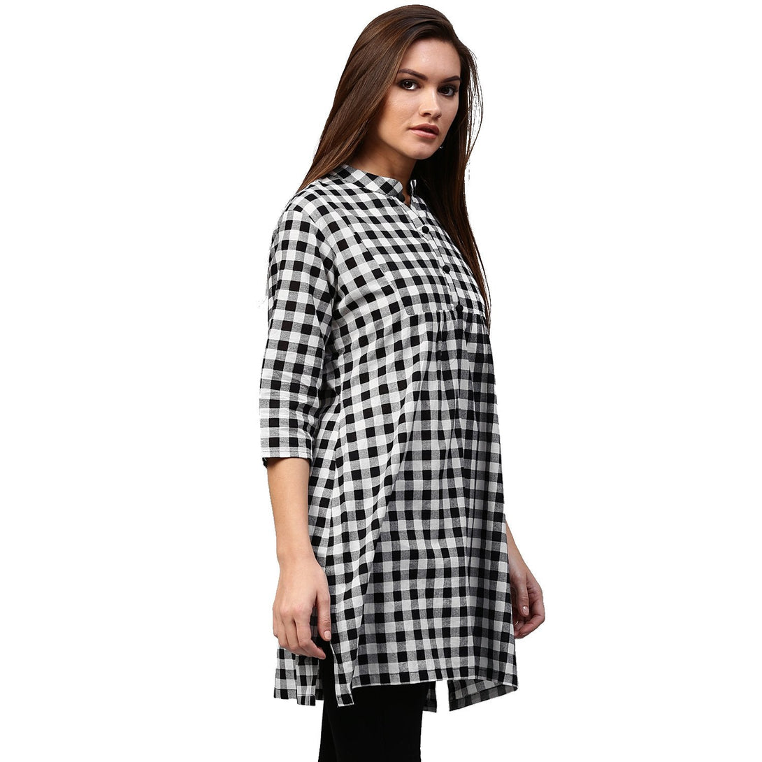 Black printed 3/4th Sleeve Cotton tunic | NOZ2TOZ - Made In INDIA.