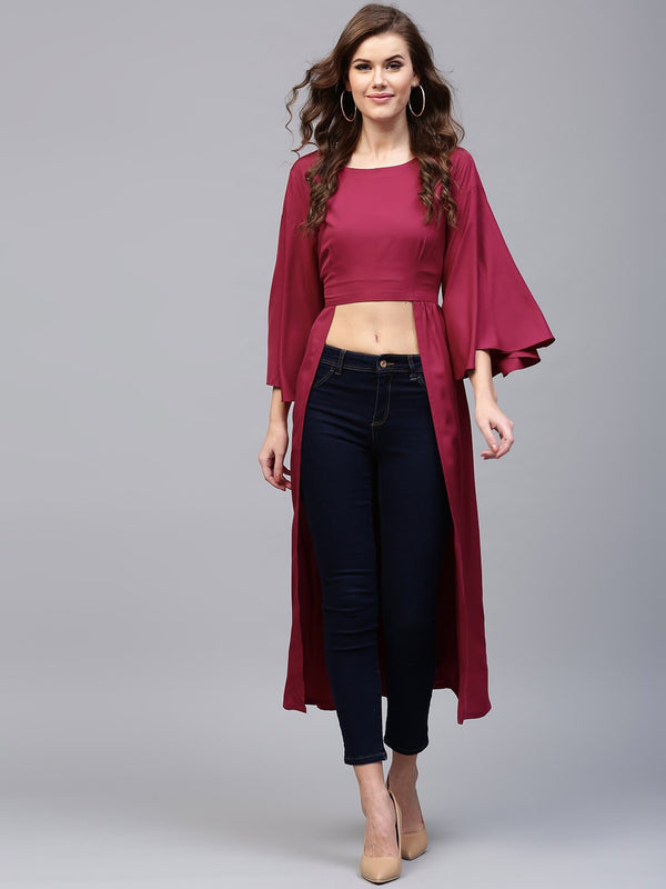 Women Magenta Solid Maxi Crop Top | NOZ2TOZ - Made In INDIA.