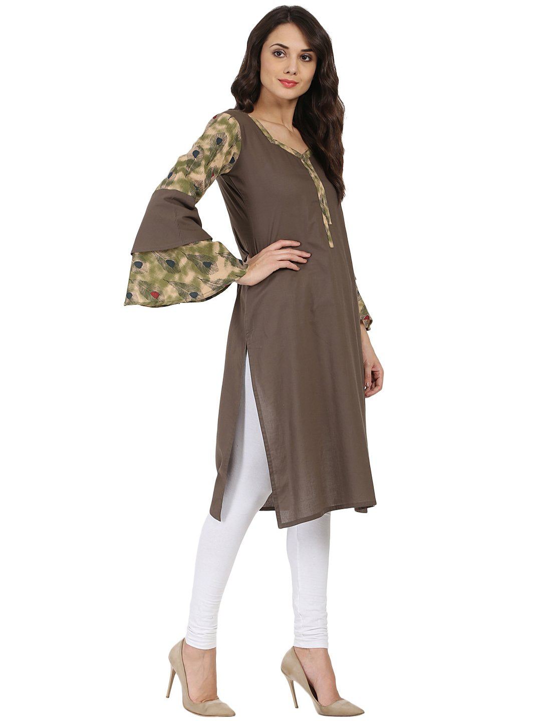 Brown full sleeve cotton kurta | NOZ2TOZ - Made In INDIA.