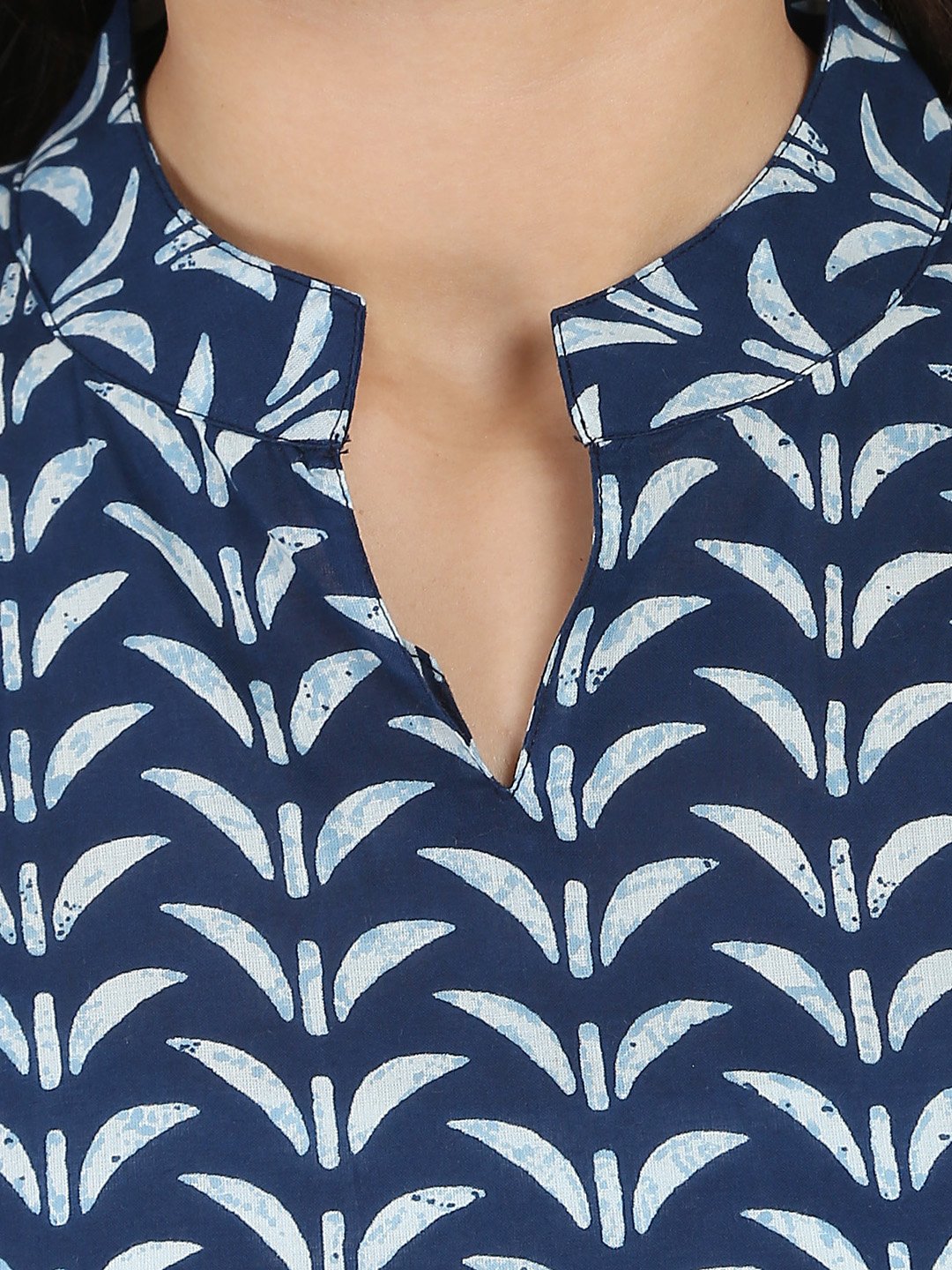 Blue printed sleeveless cotton A-line kurta | NOZ2TOZ - Made In INDIA.