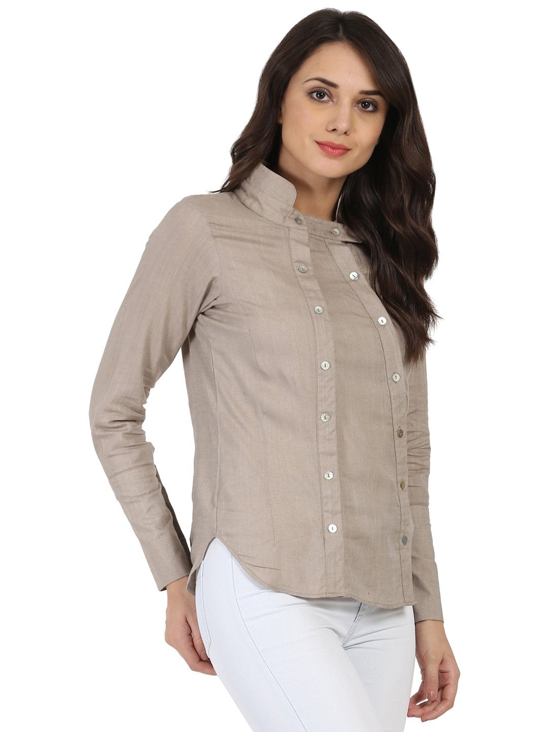 Light Grey full sleeve Rayon slub Tunic | NOZ2TOZ - Made In INDIA.