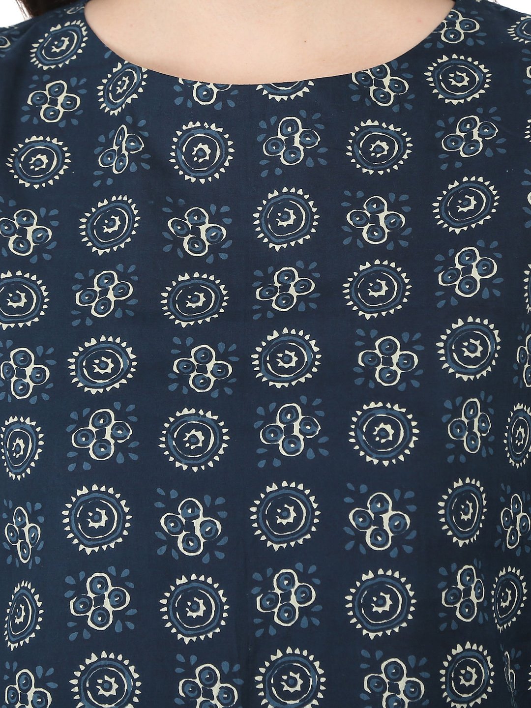 Blue printed short sleeve cotton kurta | NOZ2TOZ - Made In INDIA.