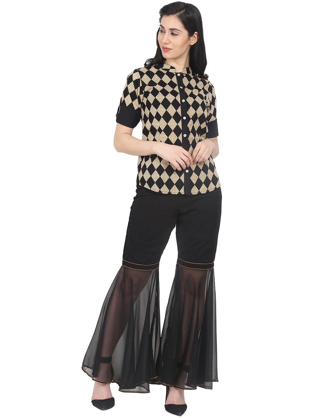 Black ankle length georgette sharara | NOZ2TOZ - Made In INDIA.