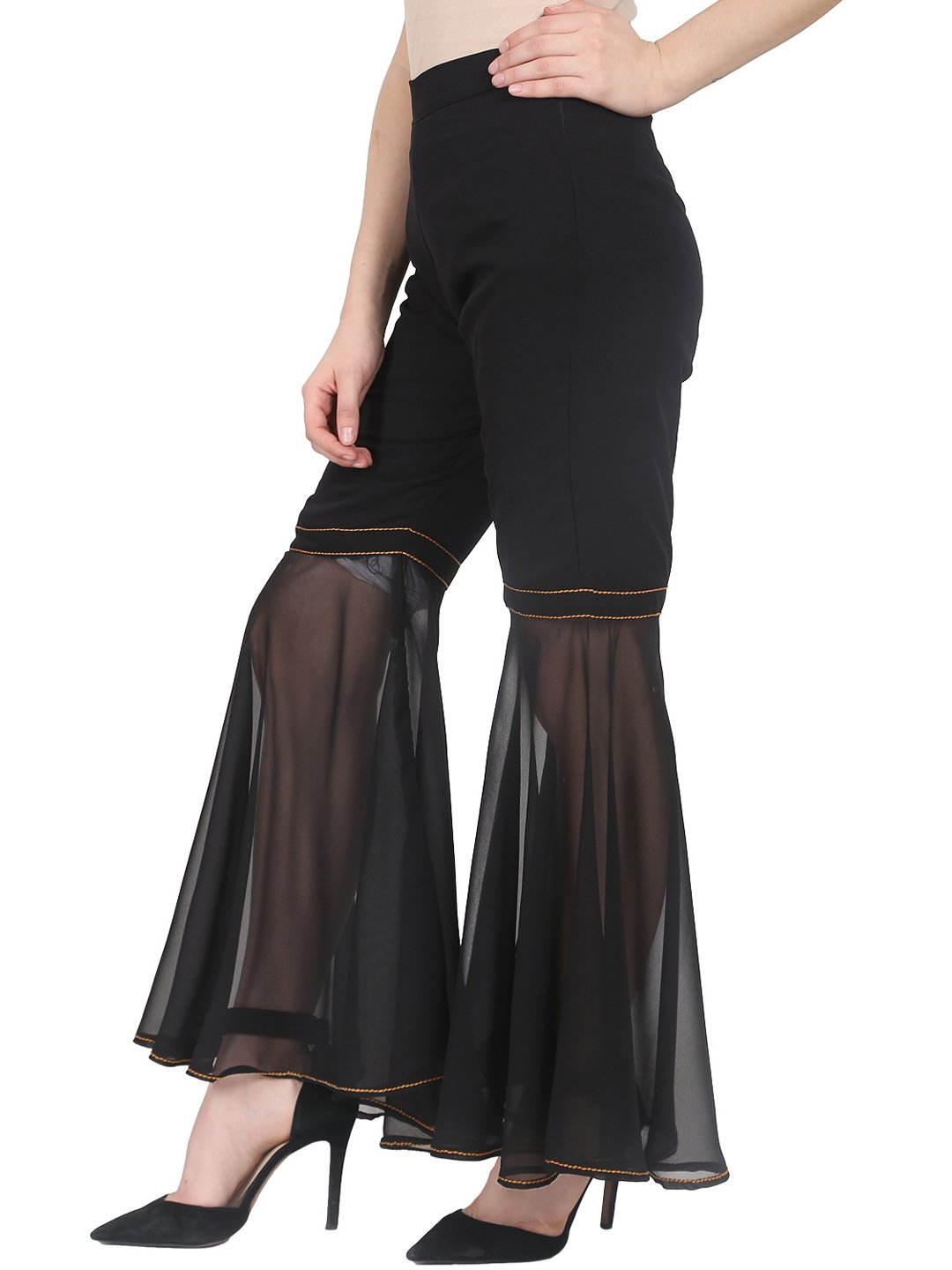 Black ankle length georgette sharara | NOZ2TOZ - Made In INDIA.