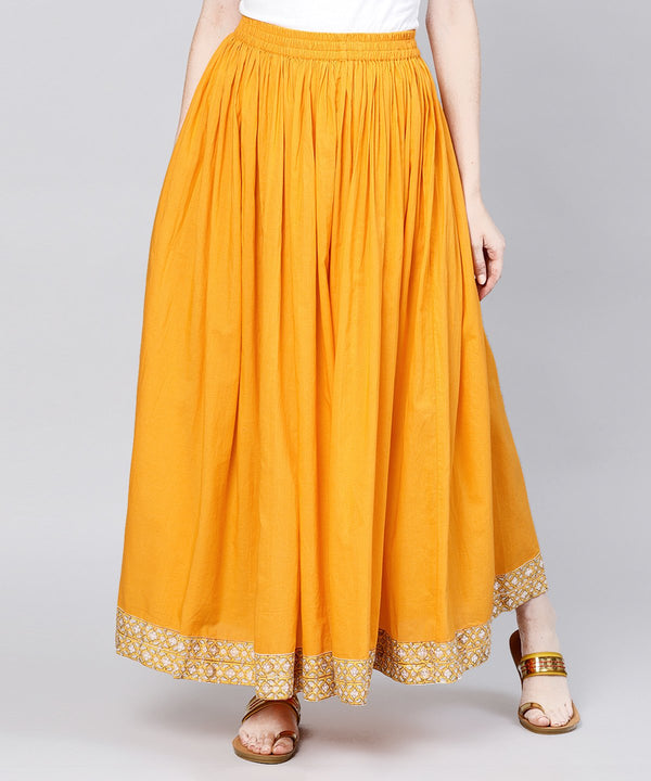 Yellow Ankle length cotton flared skirt | NOZ2TOZ - Made In INDIA.