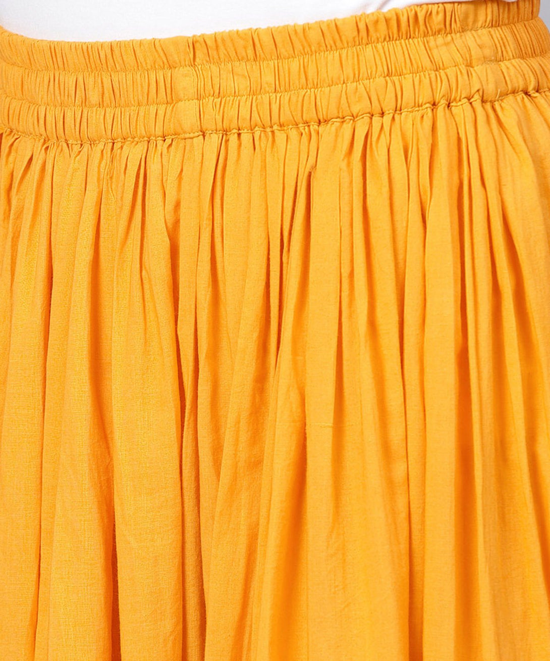 Yellow Ankle length cotton flared skirt | NOZ2TOZ - Made In INDIA.