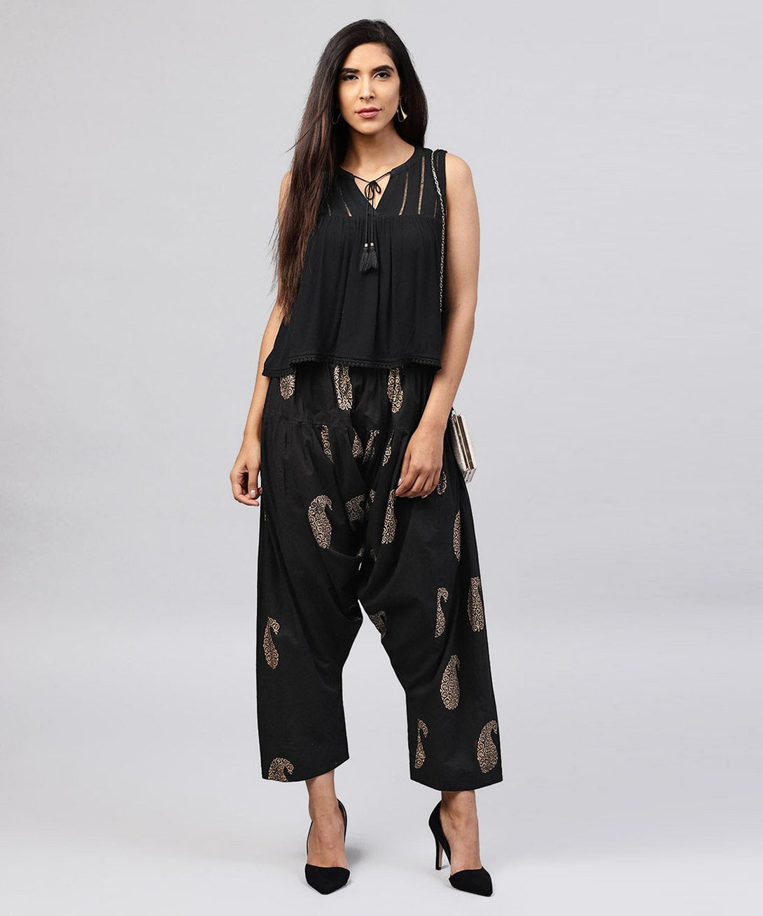 Black printed Ankle length cotton Salwar | NOZ2TOZ - Made In INDIA.