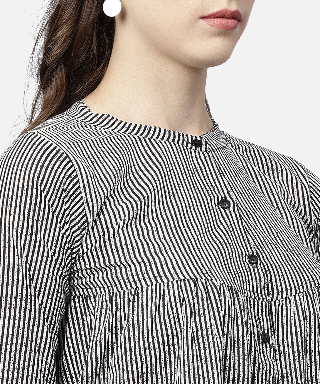 Black striped full sleeve A-line top with regular fit palazzo set | NOZ2TOZ - Made In INDIA.