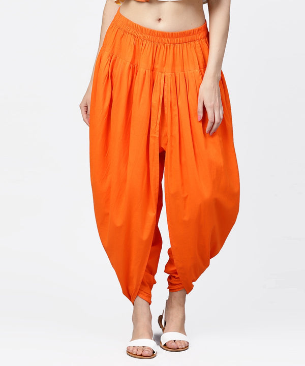 Solid orange ankle length cotton dhoti pant | NOZ2TOZ - Made In INDIA.