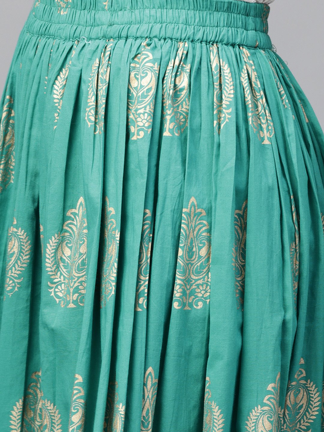 Green printed  flared ankle length skirt | NOZ2TOZ - Made In INDIA.