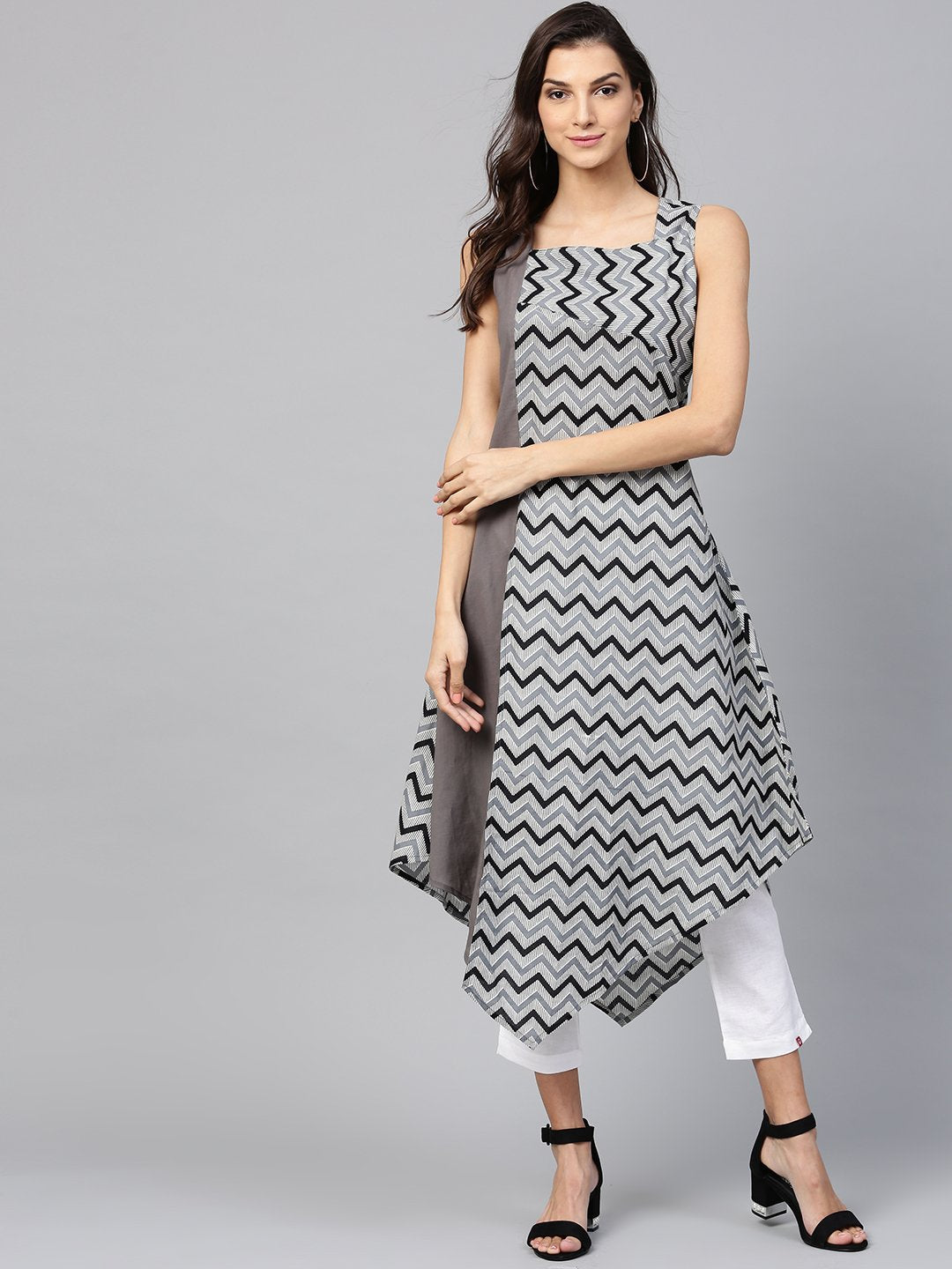 Grey sleeveless cotton maxi dress | NOZ2TOZ - Made In INDIA.