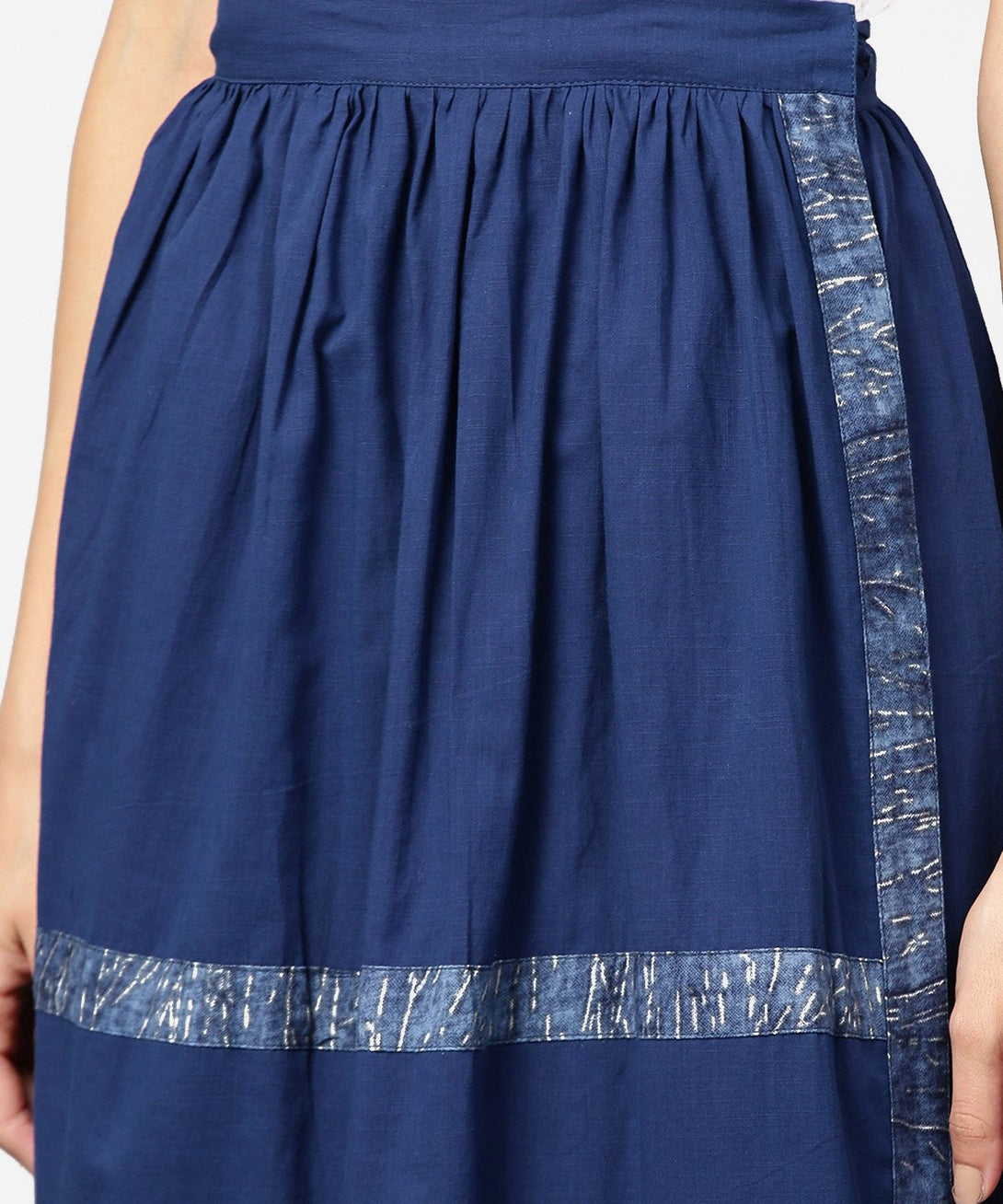 Blue midi length cotton flared skirt | NOZ2TOZ - Made In INDIA.