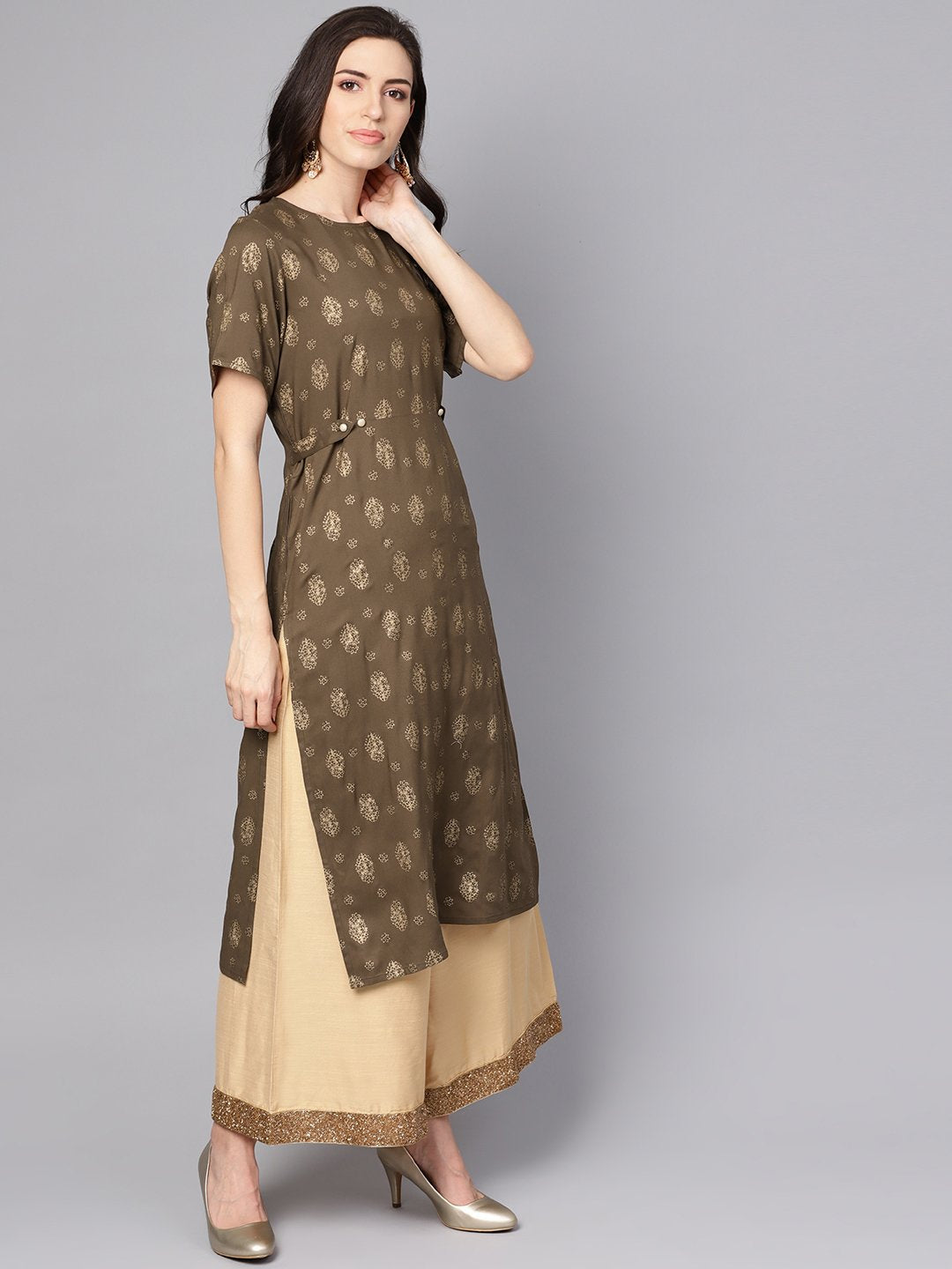 Coffee Brown short sleeve rayon kurta | NOZ2TOZ - Made In INDIA.