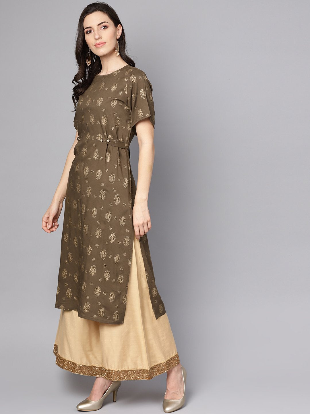 Coffee Brown short sleeve rayon kurta | NOZ2TOZ - Made In INDIA.