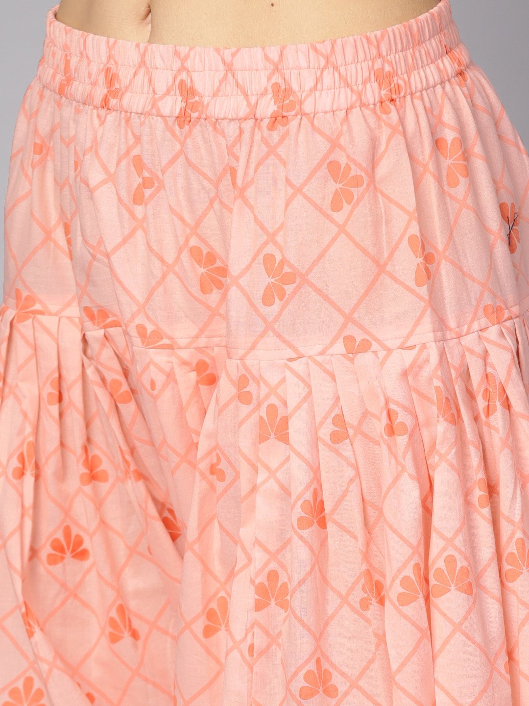 Baby Pink printed 3/4th sleeve cotton kurta with patiala and dupatta | NOZ2TOZ - Made In INDIA.