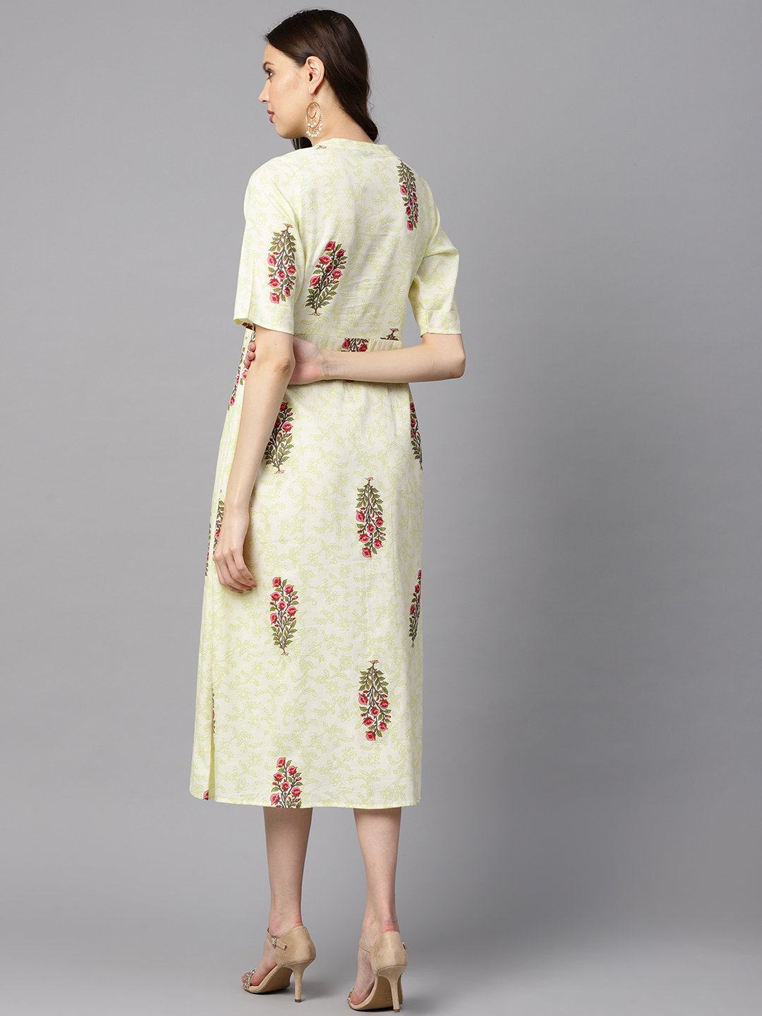 Floral Printed Dress with side pleats | NOZ2TOZ - Made In INDIA.