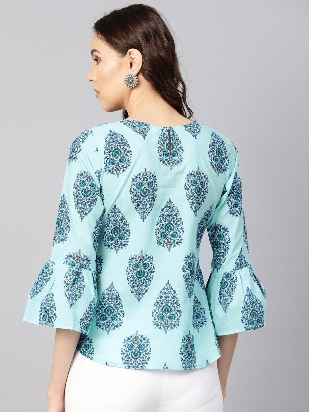 Women Blue Printed Regular Top | NOZ2TOZ - Made In INDIA.