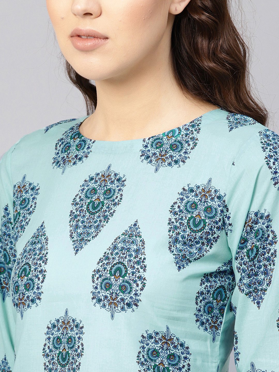 Women Blue Printed Regular Top | NOZ2TOZ - Made In INDIA.