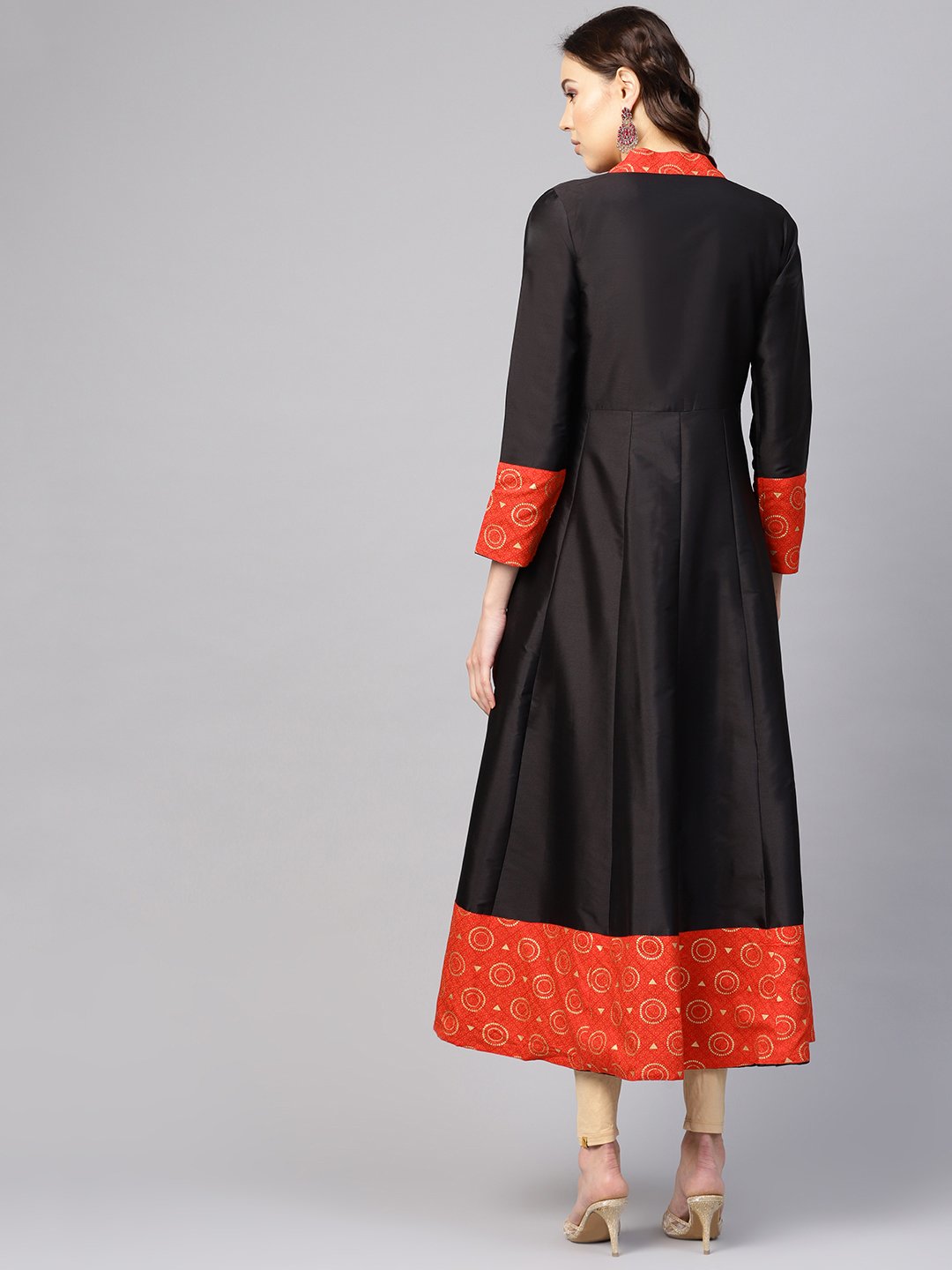 Women Black & Red Solid Midi Fit and Flare Dress | NOZ2TOZ - Made In INDIA.