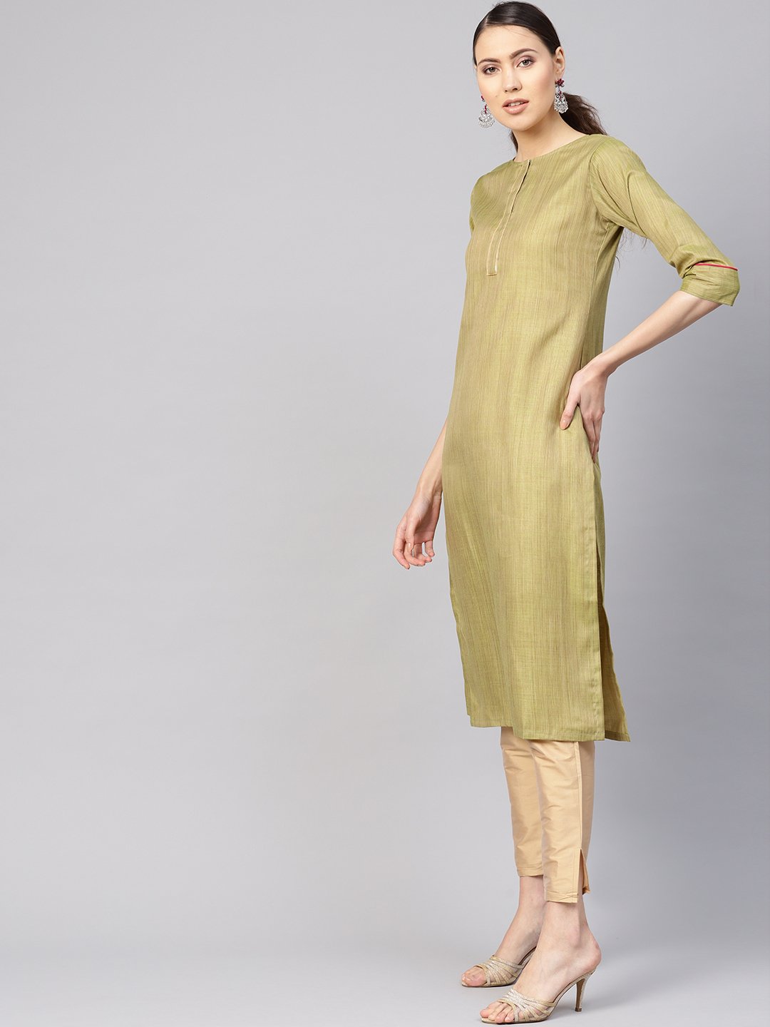 Women Green & Beige Solid Kurta with Trousers & Dupatta | NOZ2TOZ - Made In INDIA.