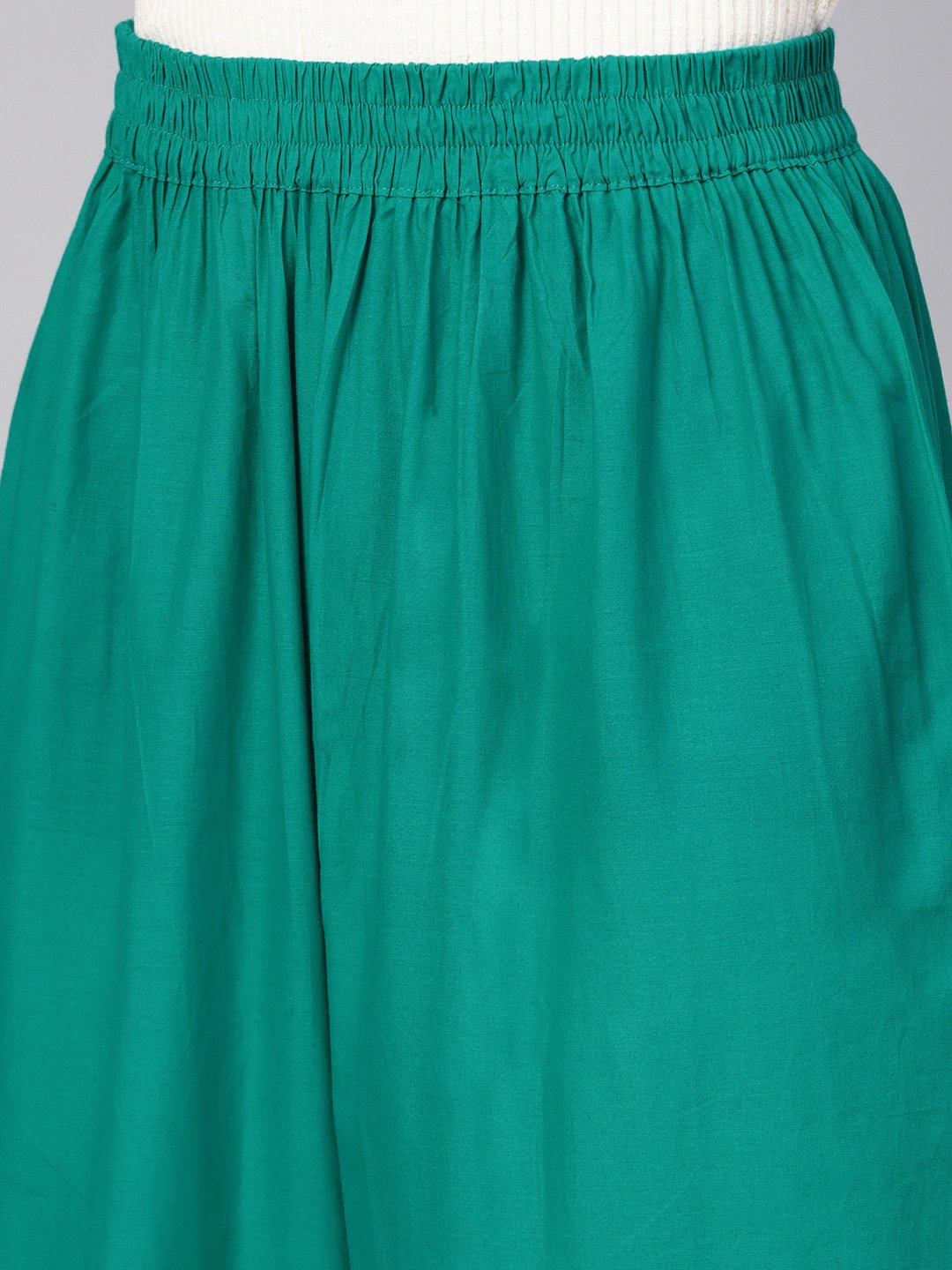 Women Green Solid Wide Leg Palazzos | NOZ2TOZ - Made In INDIA.