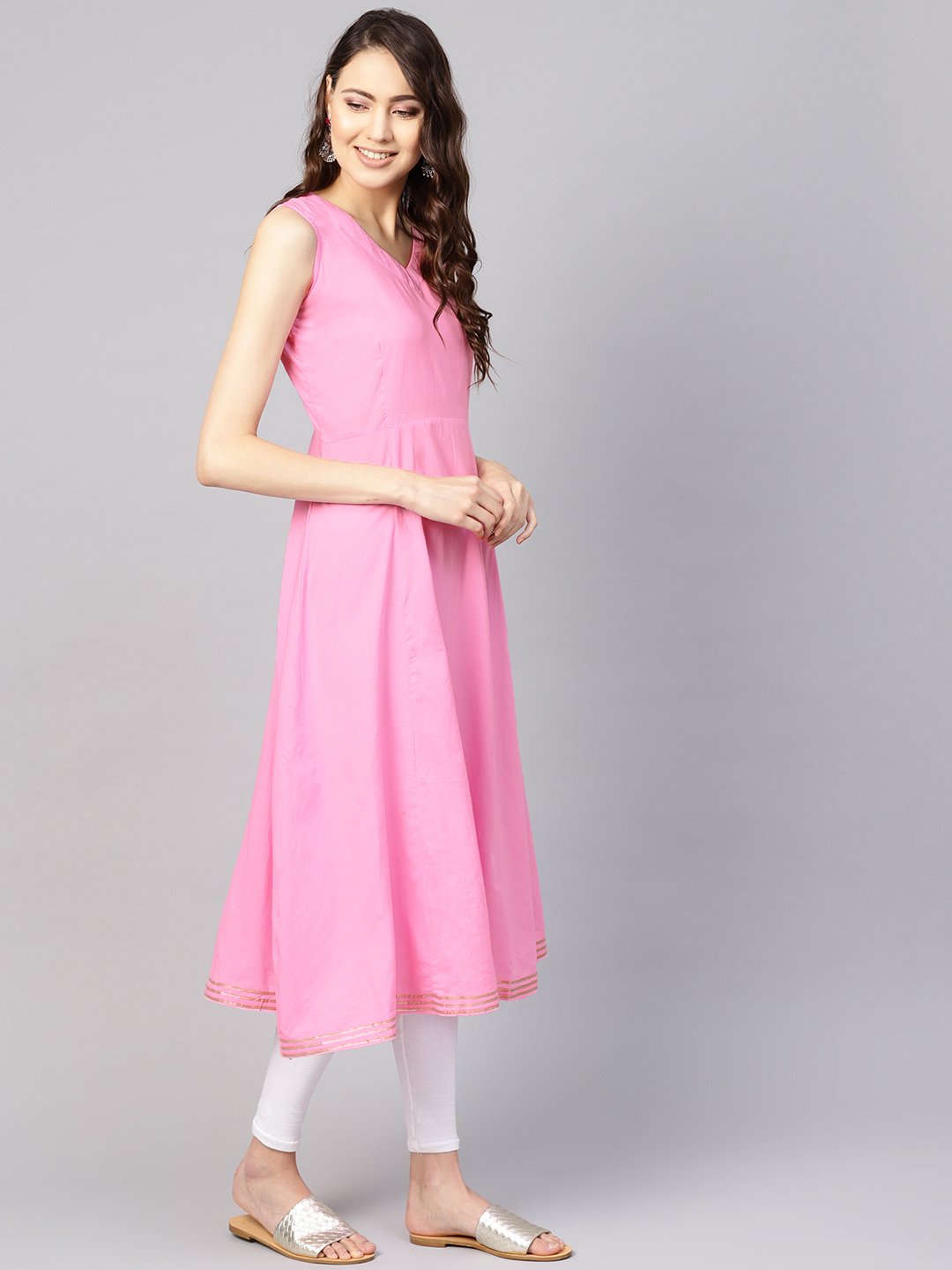 Women Pink Solid A-Line Kurta | NOZ2TOZ - Made In INDIA.